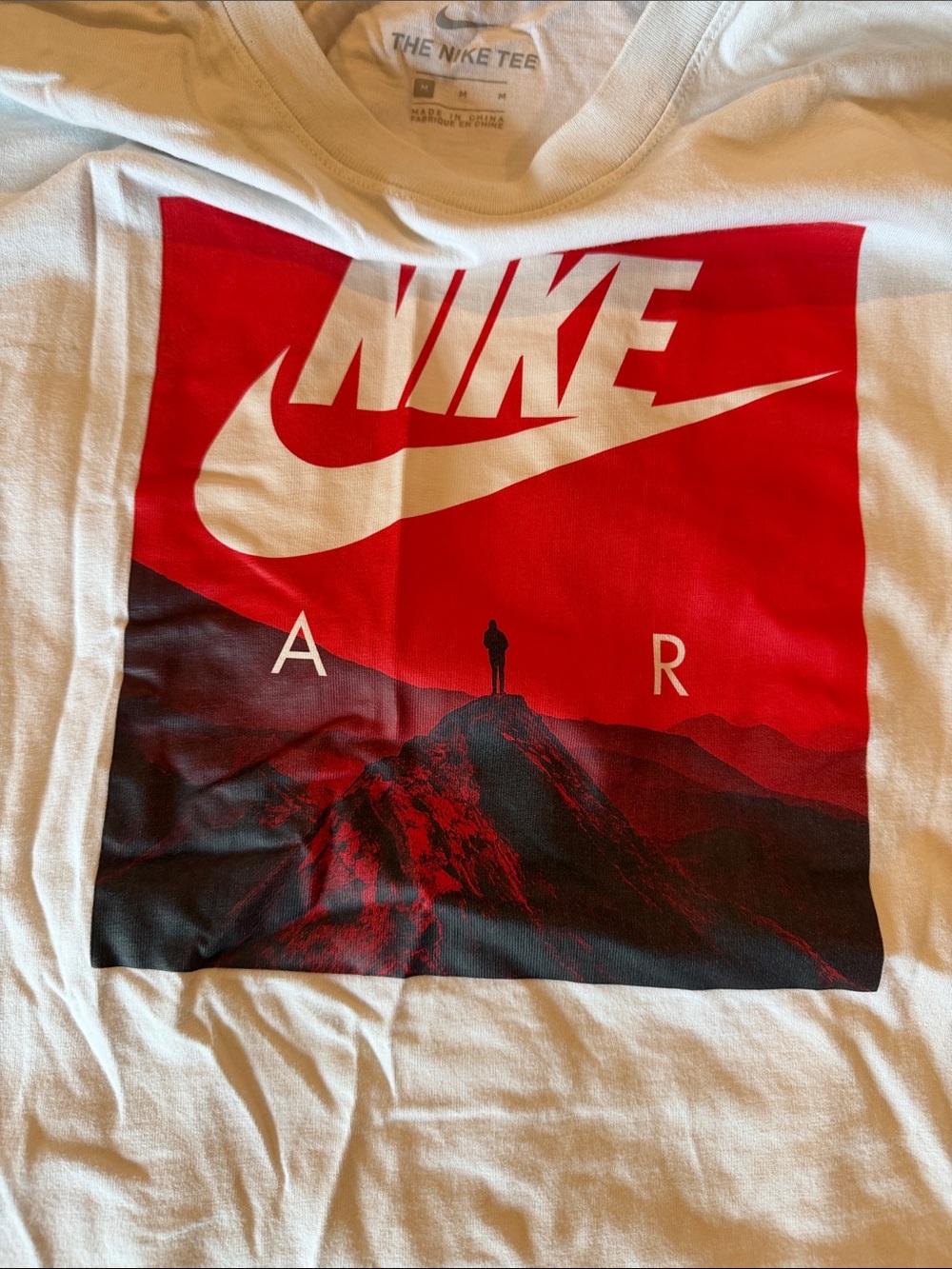 Nike Air White Short-Sleeve Tee with Red Graphic Box Logo